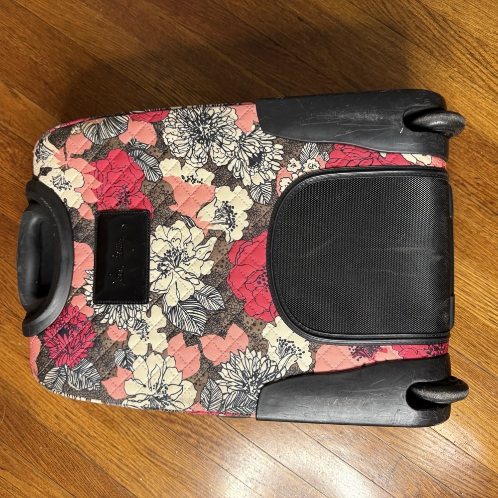 Vera Bradley Floral Carry-On Rolling Soft Case, Retractable Handle, Pink/Black - Picture 6 of 10